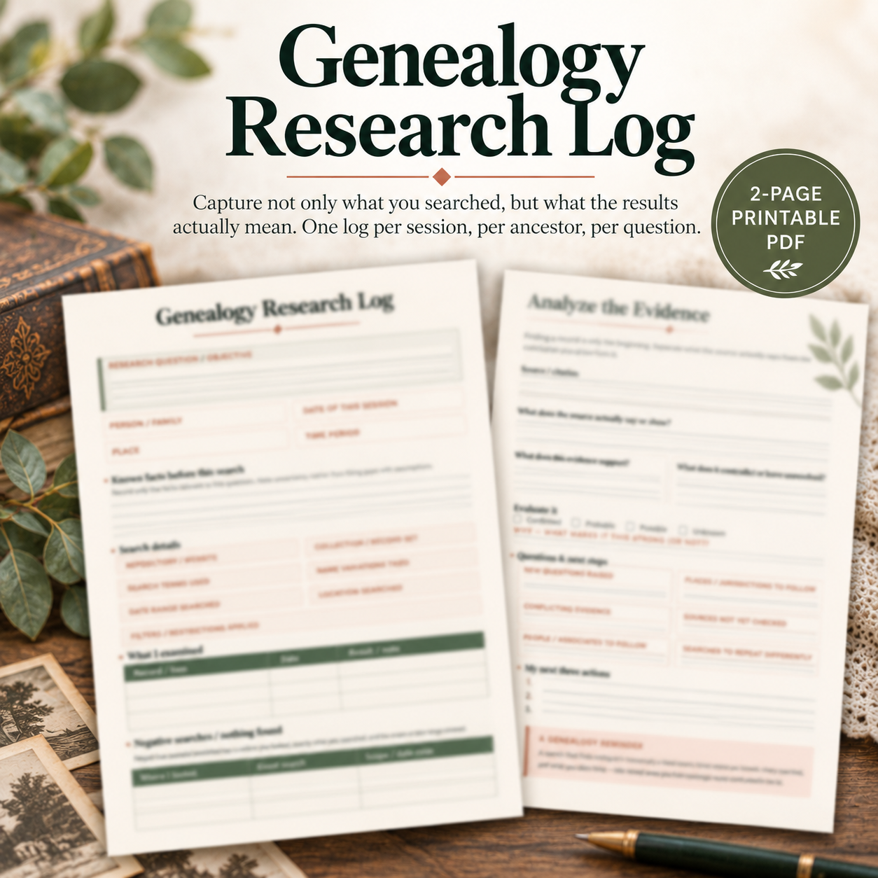 Genealogy Research Log cover